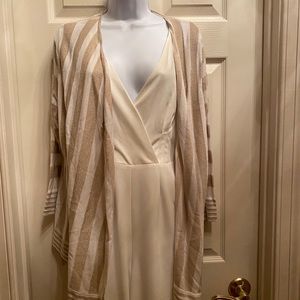 EUC Chicos gold & white cardigan L